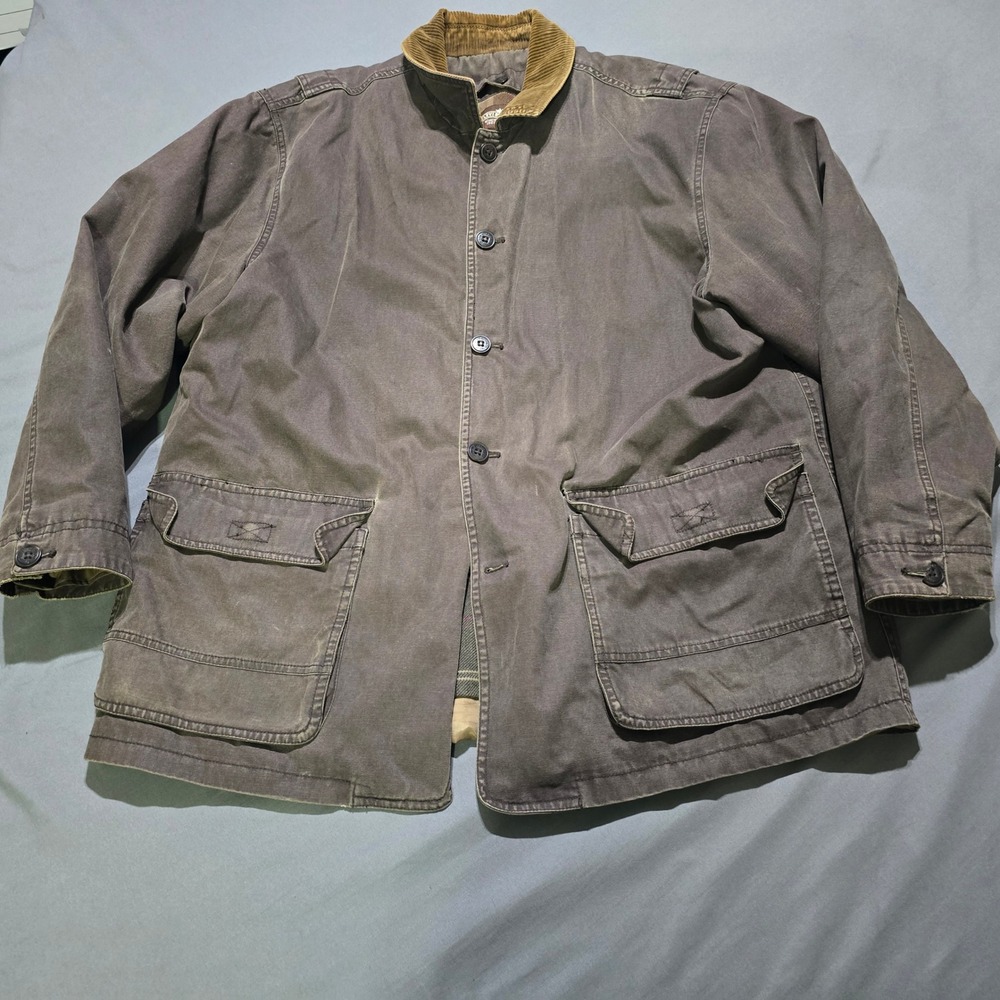 Levi Strauss Field Jacket Mens L Brown Plaid Lined Corduroy Collar Cargo